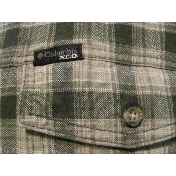Columbia Mens XL Sportswear Co X.C.O. Green Khaki Plaid Camp Fish Hunt Shirt - Picture 4 of 9